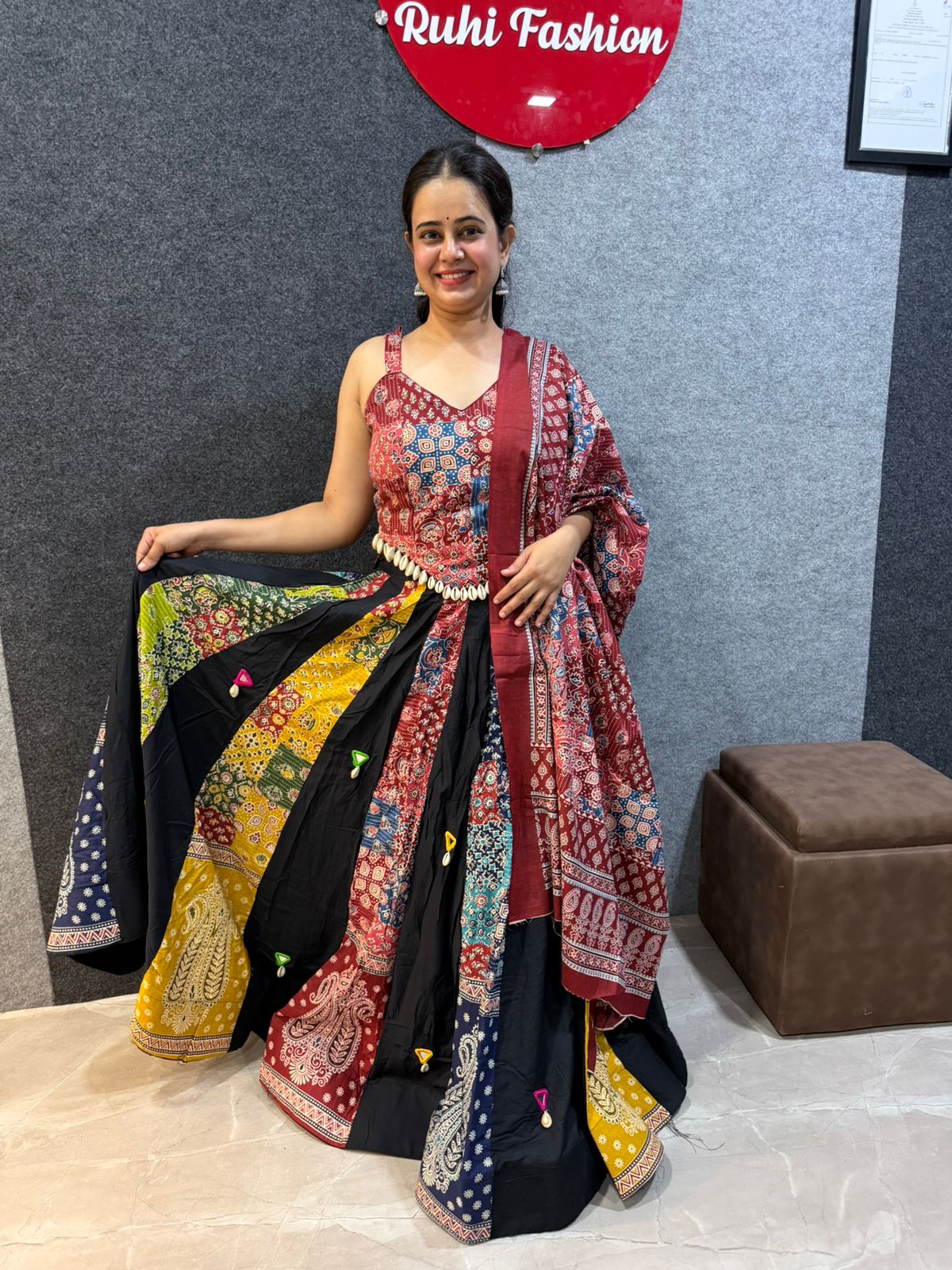 Ajrakh Cotton Lehenga Choli