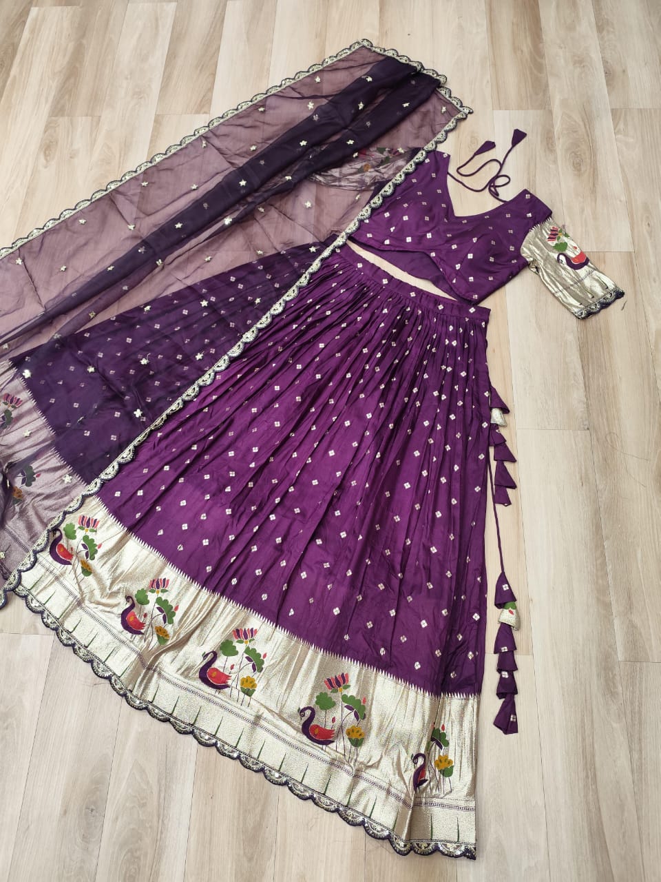 LW 7162 Wine Dola Silk Lehenga Choli - view 2