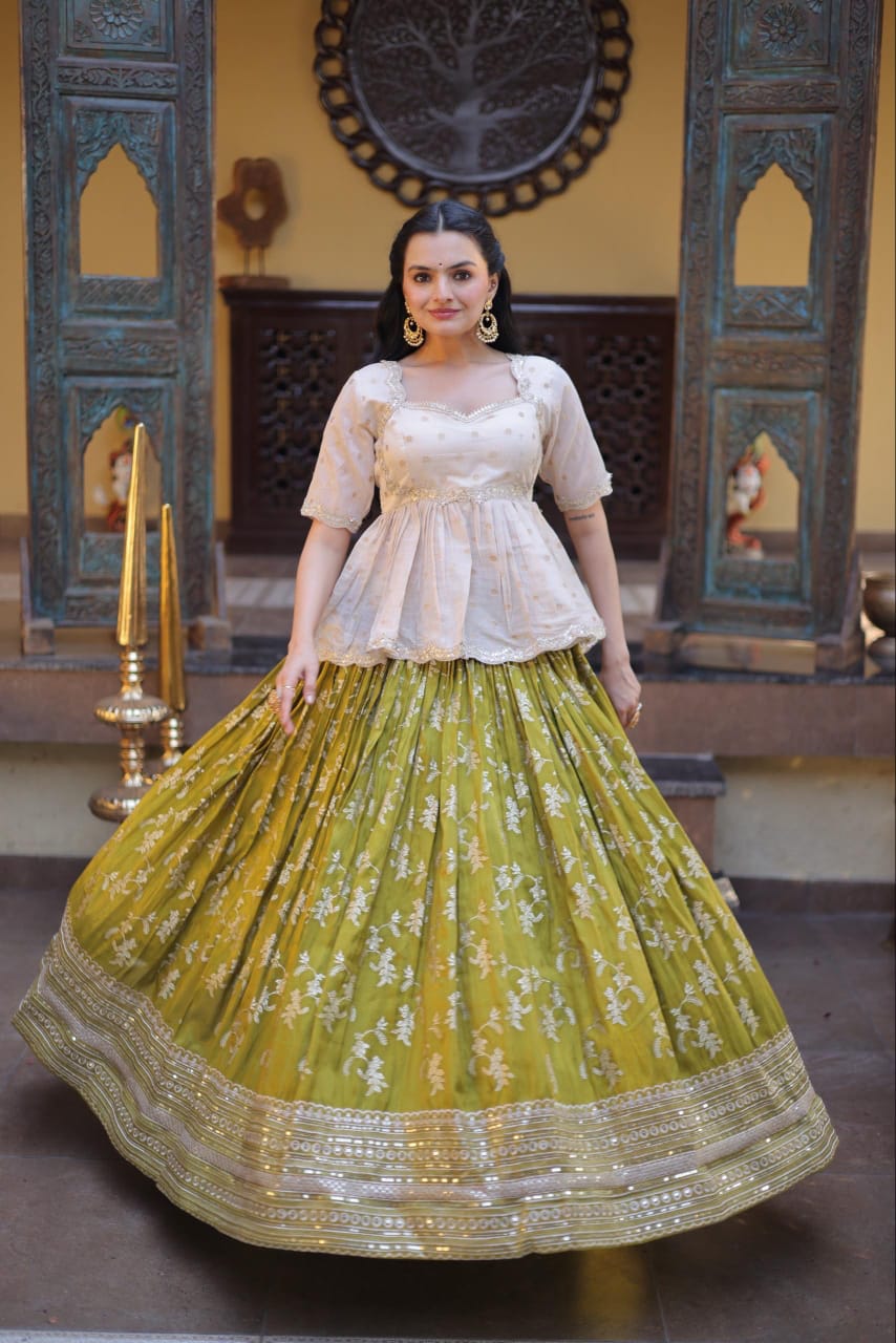 LW 7166 Wine Jacquard Lehenga Choli - view 2
