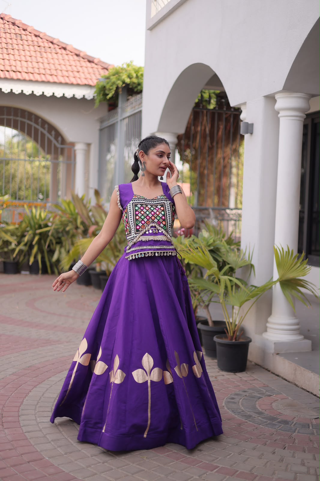 LW 7174 Maroon Roman Silk Lehenga Choli - view 3