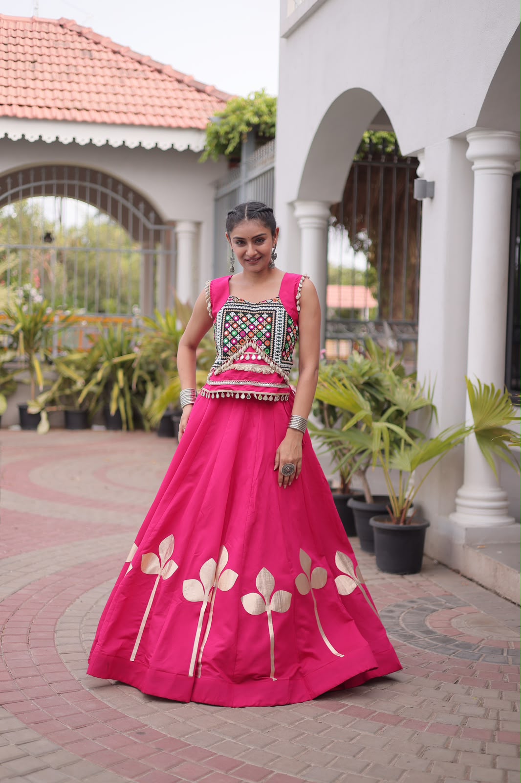 LW 7174 Maroon Roman Silk Lehenga Choli - view 4