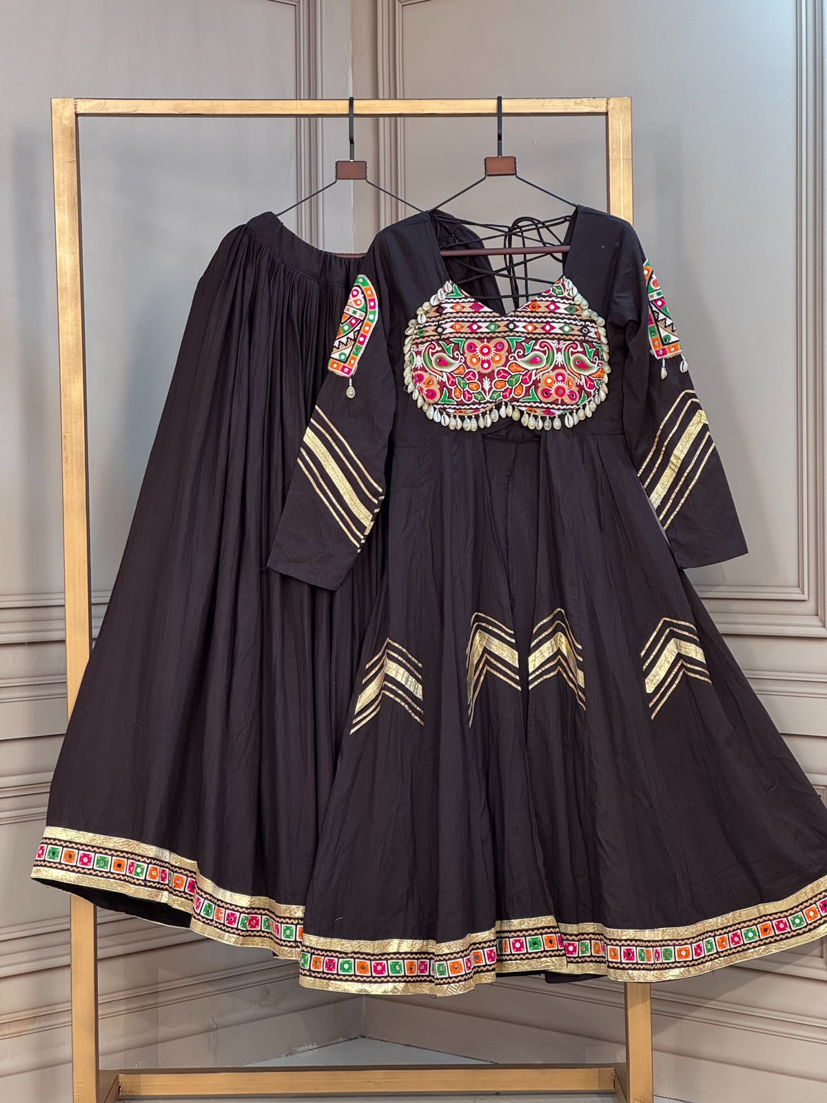 LW 7178 Maroon Kora Cotton Lehenga Choli - view 4