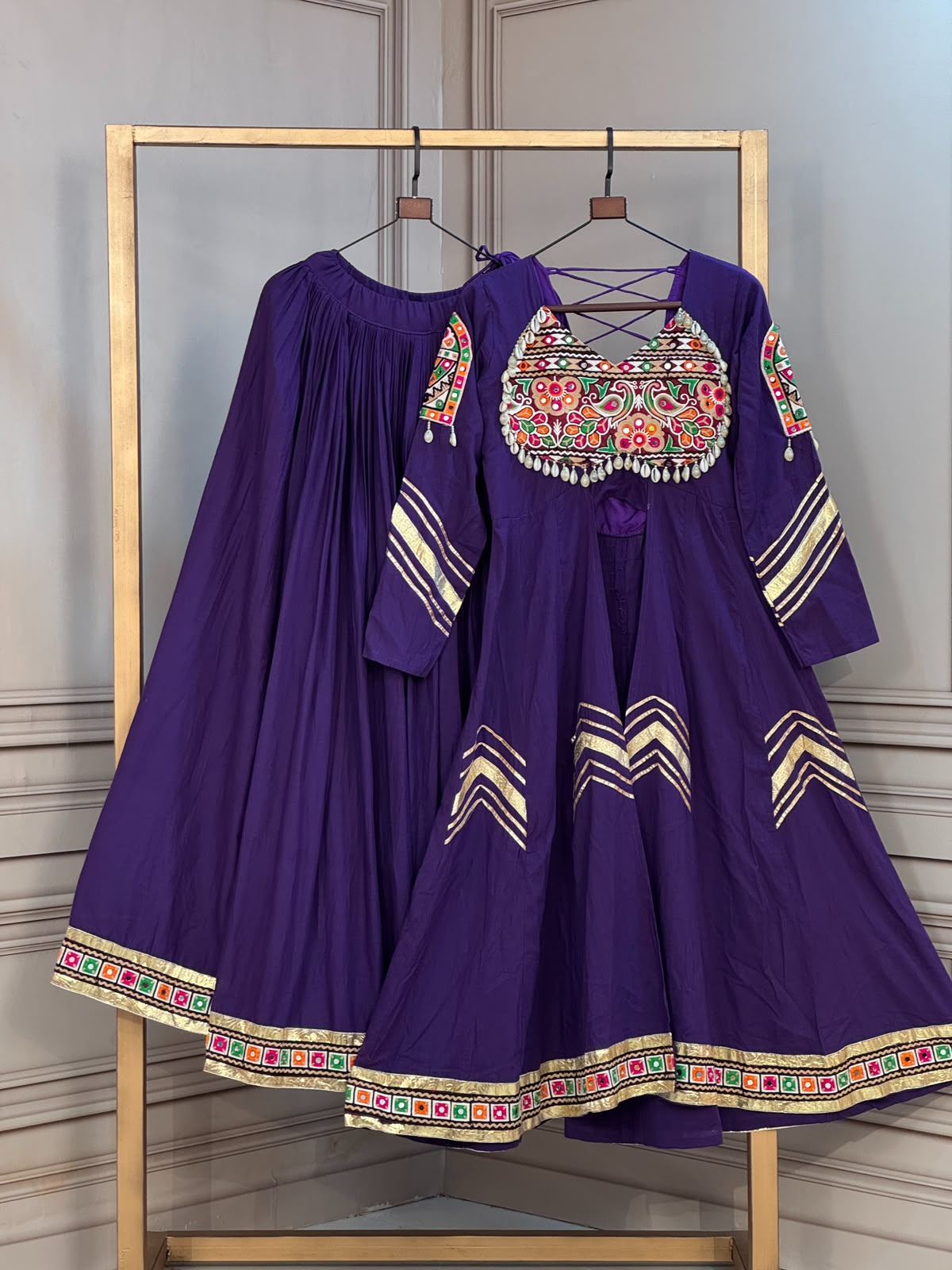 LW 7178 Maroon Kora Cotton Lehenga Choli - view 5