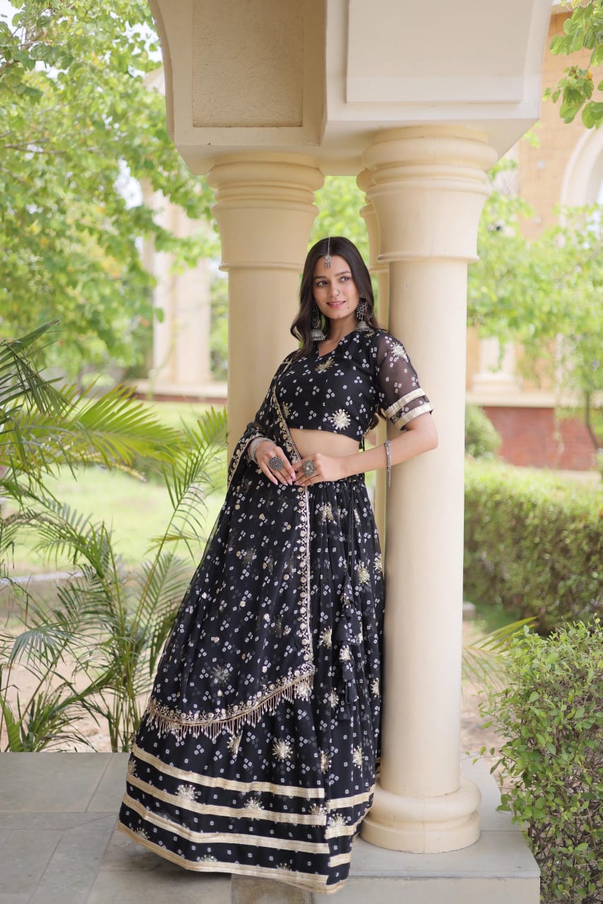 LW 7179 Black Faux Georgette Lehenga Choli - view 2