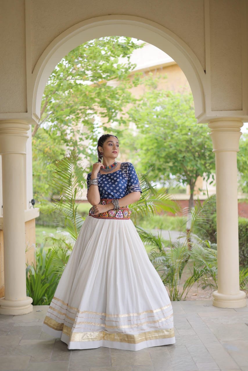 LW 7180 Red Cotton Bandhej Lehenga Choli - view 3
