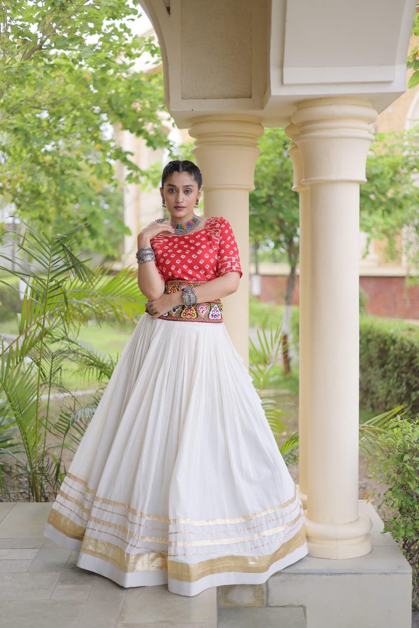 LW 7180 Red Cotton Bandhej Lehenga Choli - view 5