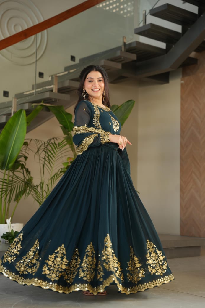 LW 9227 Faux Blooming Georgette Gown - view 3