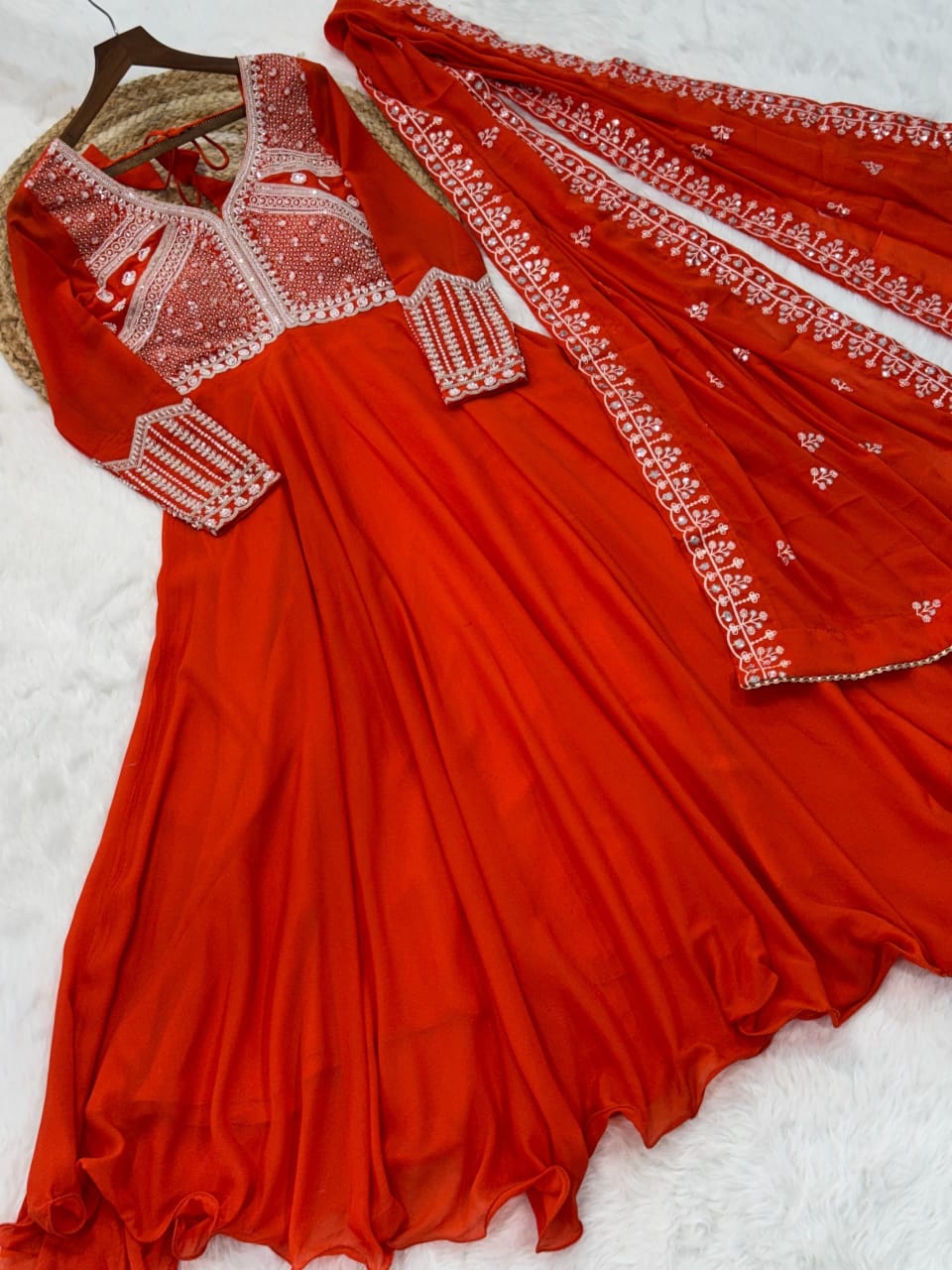 LW 9313 Mehendi Star Georgette Gown - view 3