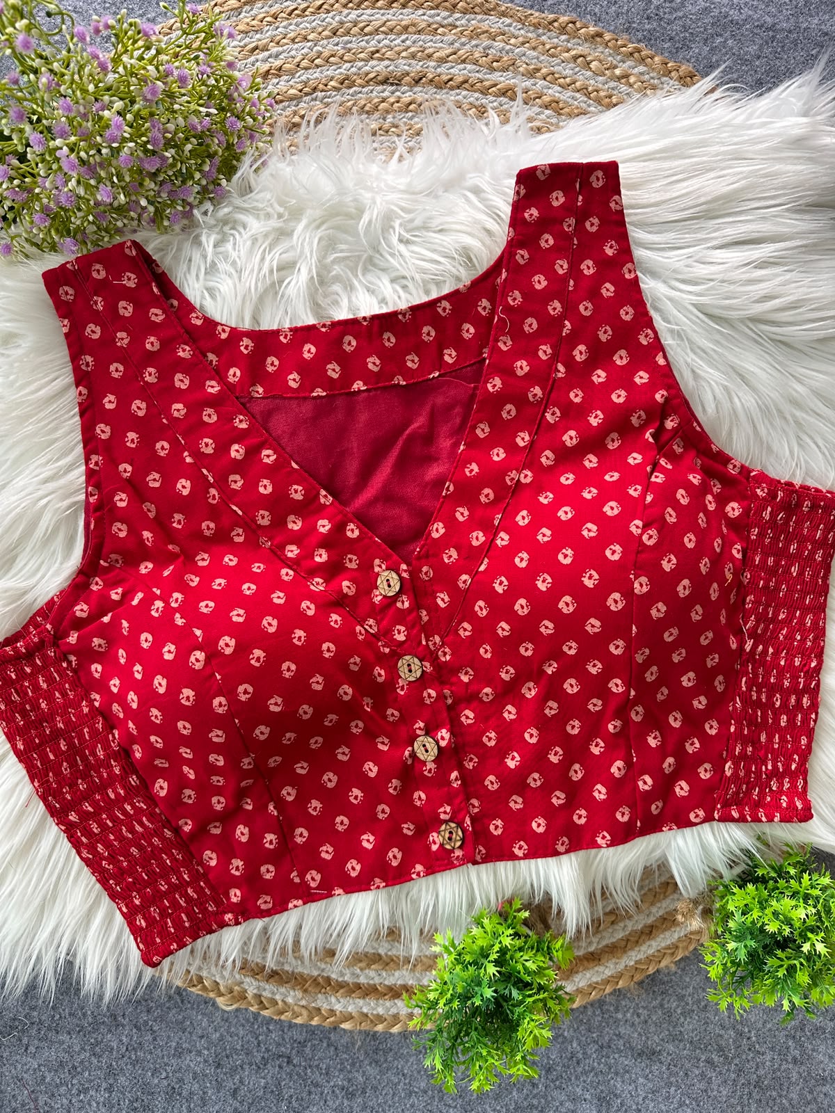 Multi Pure Ajrakh Cotton Blouse - view 4
