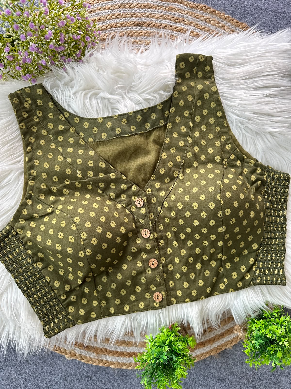 Multi Pure Ajrakh Cotton Blouse - view 5
