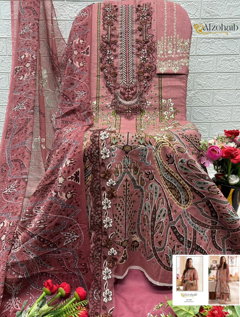 Alzohaib Az 1530 Pure Cotton Pakistani Suits - view 2