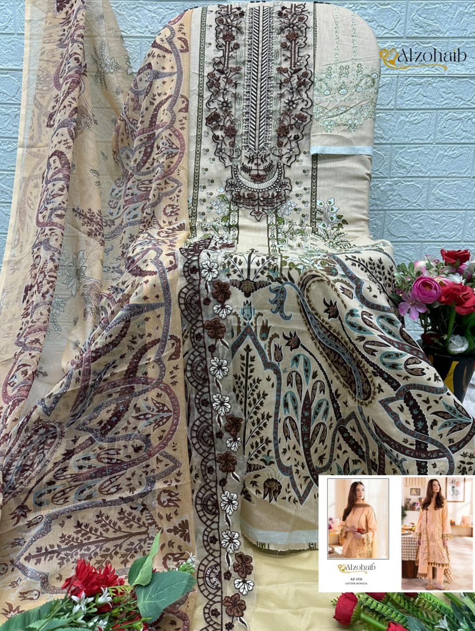 Alzohaib Az 1530 Pure Cotton Pakistani Suits - view 3