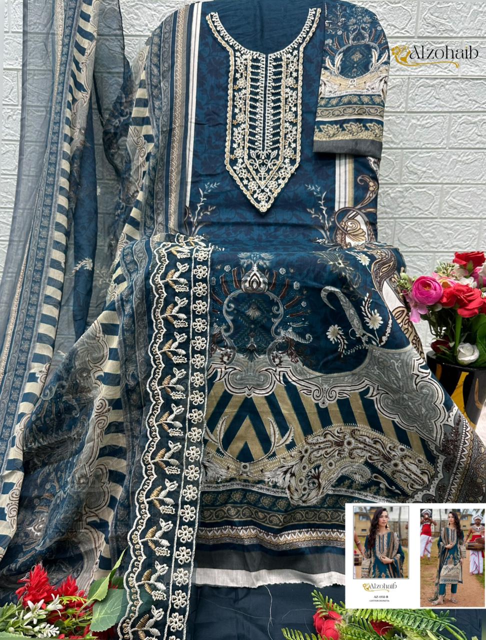 Alzohaib Az 1530 Pure Cotton Pakistani Suits - view 4