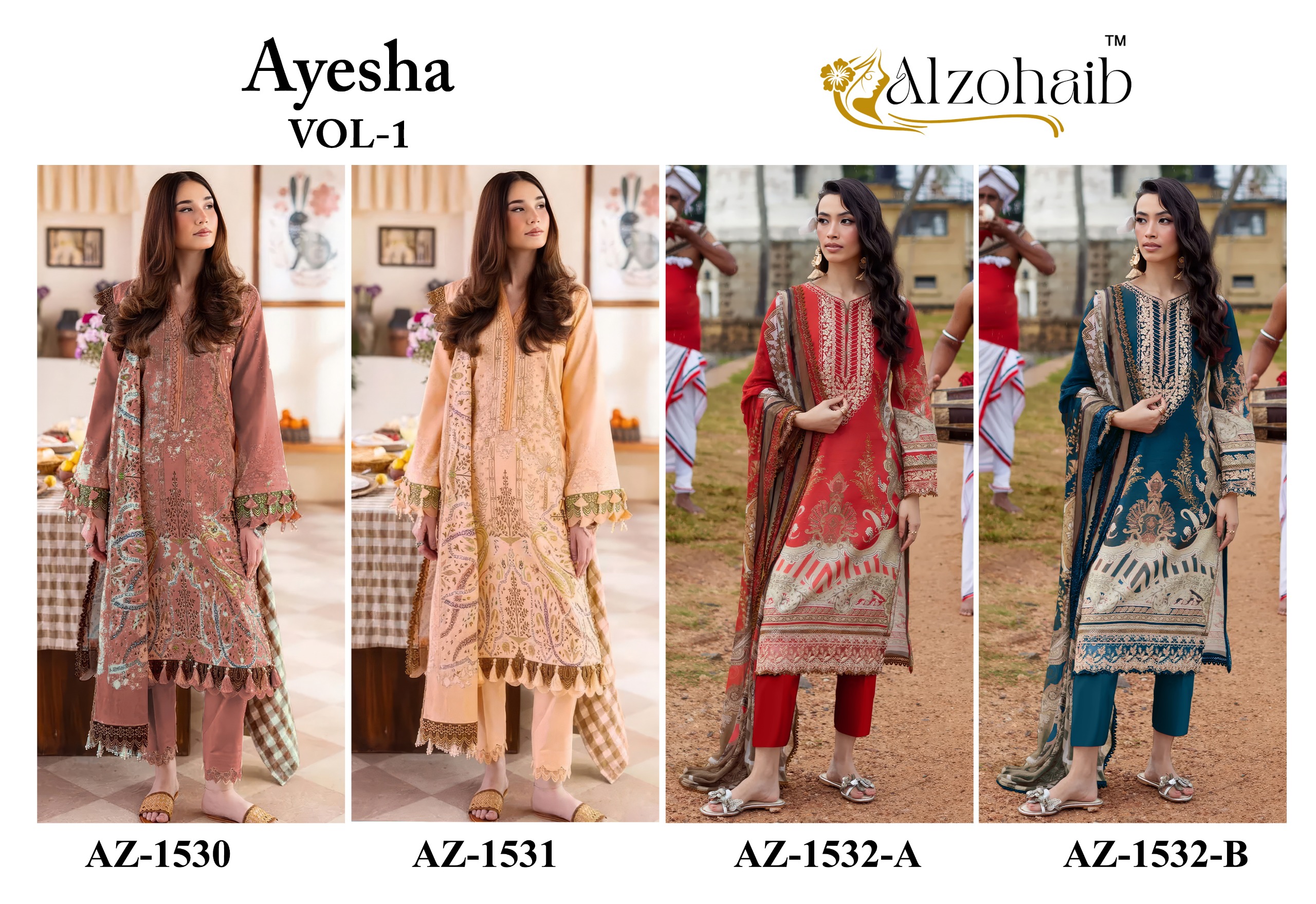 Alzohaib Az 1530 Pure Cotton Pakistani Suits - view 5