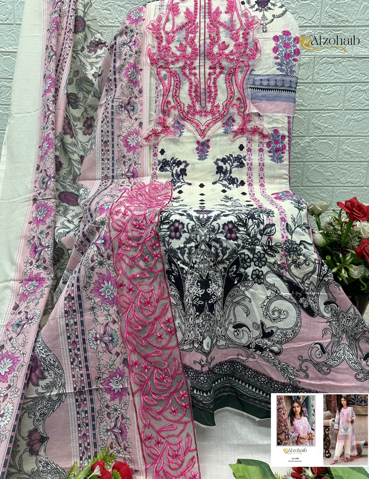 Alzohaib Az 1582 Pure Cotton Pakistani Suits - view 3