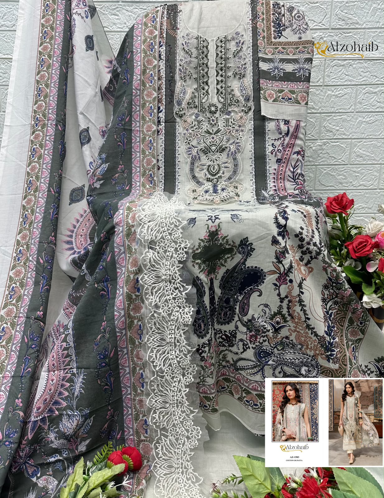 Alzohaib Az 1582 Pure Cotton Pakistani Suits - view 4