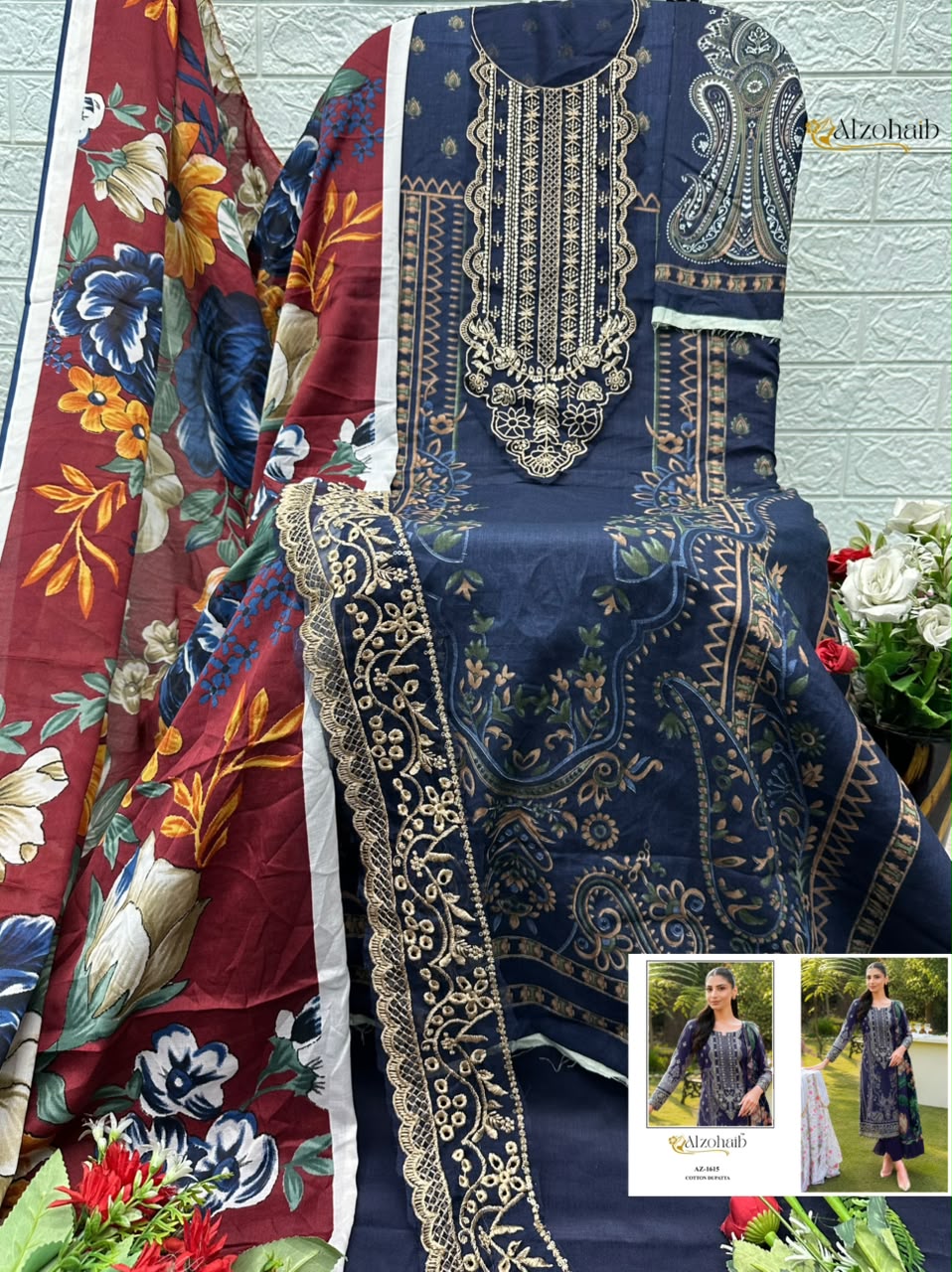 Alzohaib Az 1614 Pure Cotton Pakistani Suits