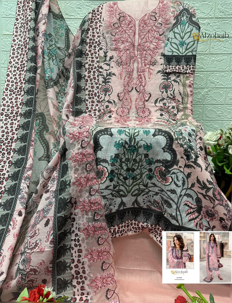 Alzohaib Az 1616 Pure Cotton Pakistani Suits - view 4