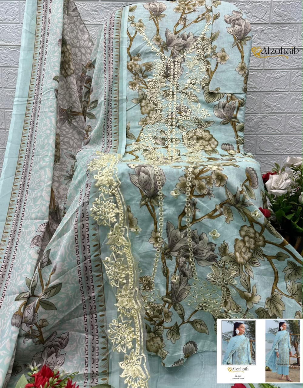 Alzohaib Az 1626 Pure Cotton Pakistani Suits - view 3