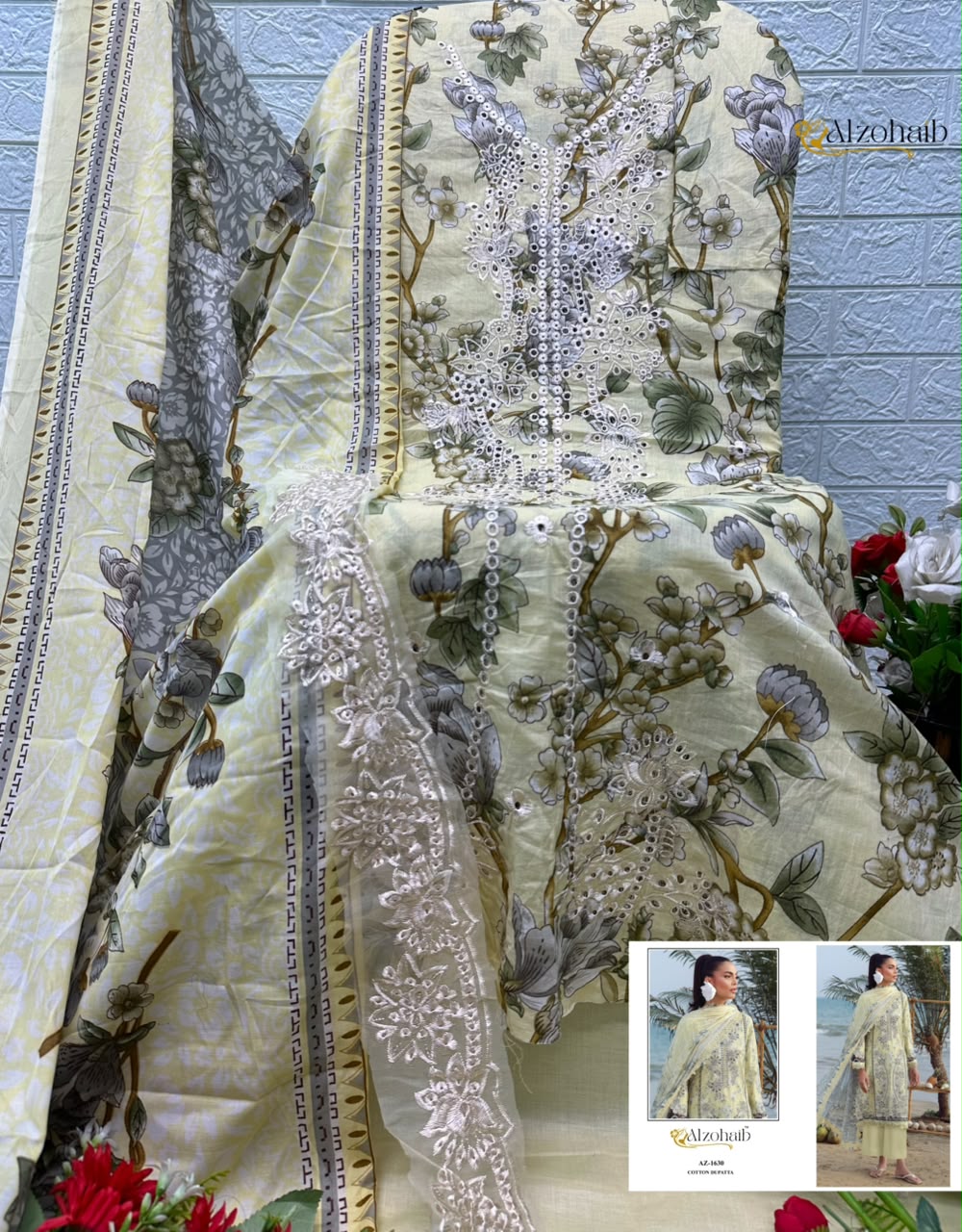 Alzohaib Az 1626 Pure Cotton Pakistani Suits - view 4