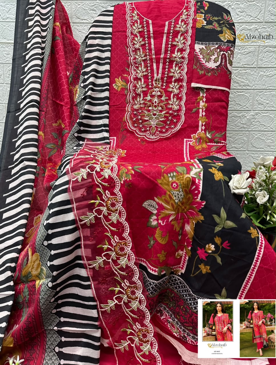 Alzohaib Farida Vol 2 Pure Cotton Pakistani Suits - view 2