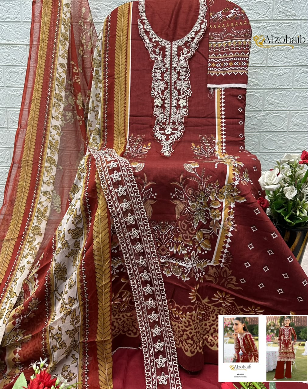 Alzohaib Farida Vol 2 Pure Cotton Pakistani Suits - view 4