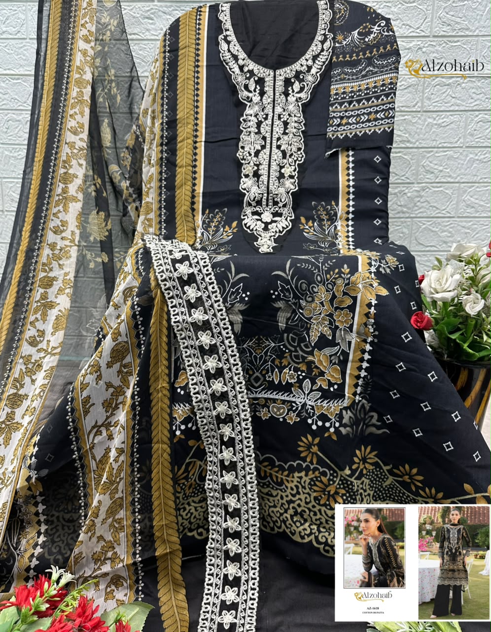 Alzohaib Farida Vol 2 Pure Cotton Pakistani Suits - view 5