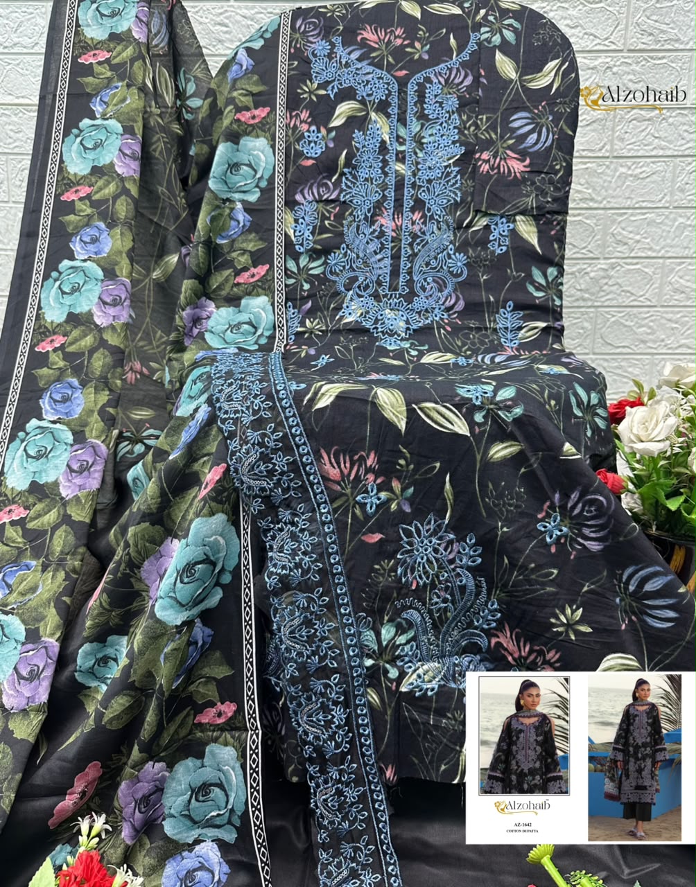 Alzohaib Az 1628 Pure Cotton Pakistani Suits - view 2