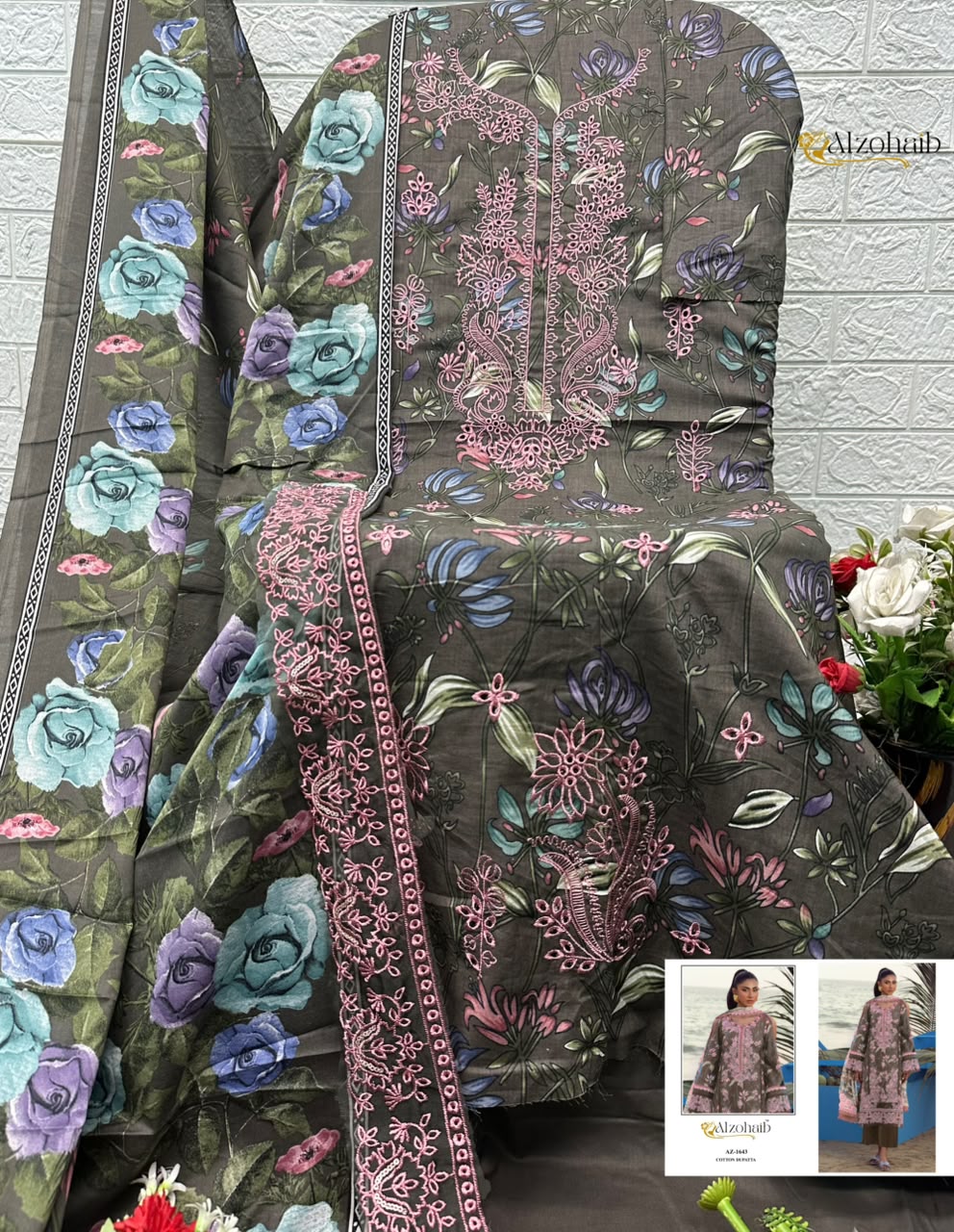 Alzohaib Az 1628 Pure Cotton Pakistani Suits - view 4