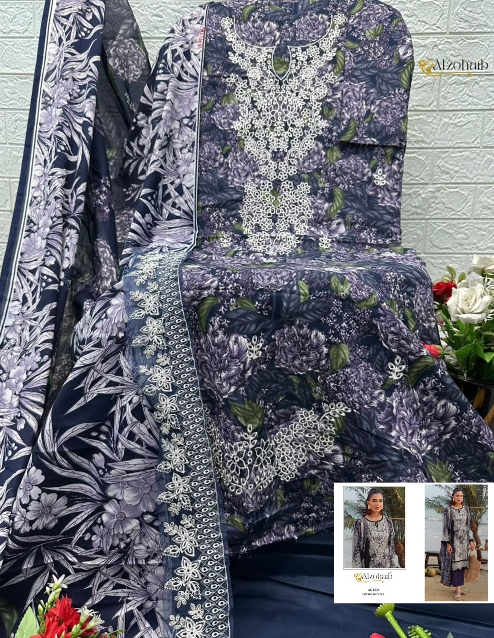 Alzohaib Az 1628 Pure Cotton Pakistani Suits - view 5