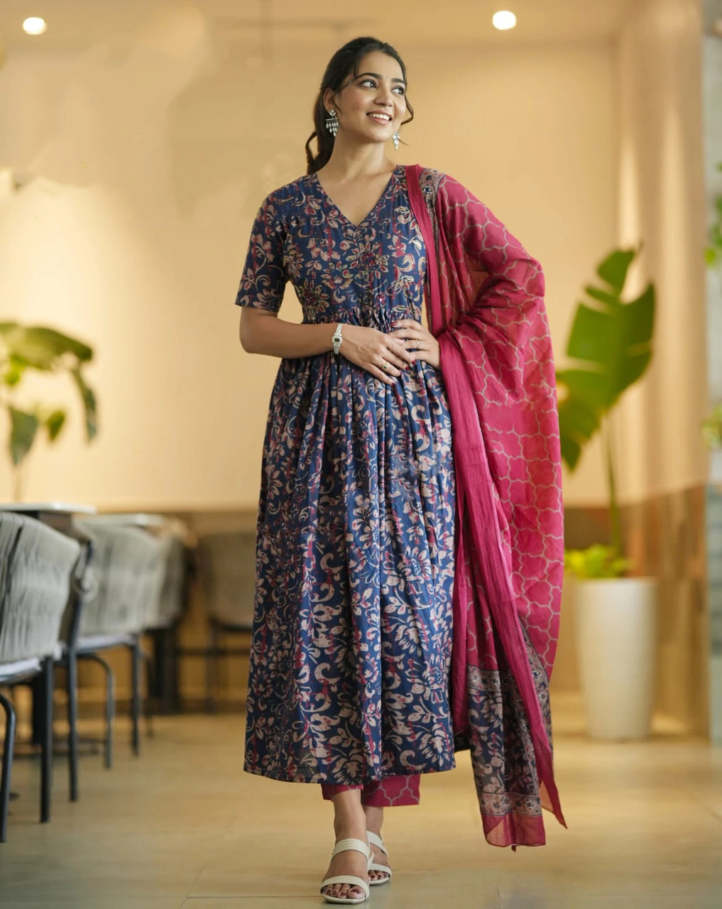 2035 Navyblue Rayon Readymade Dress