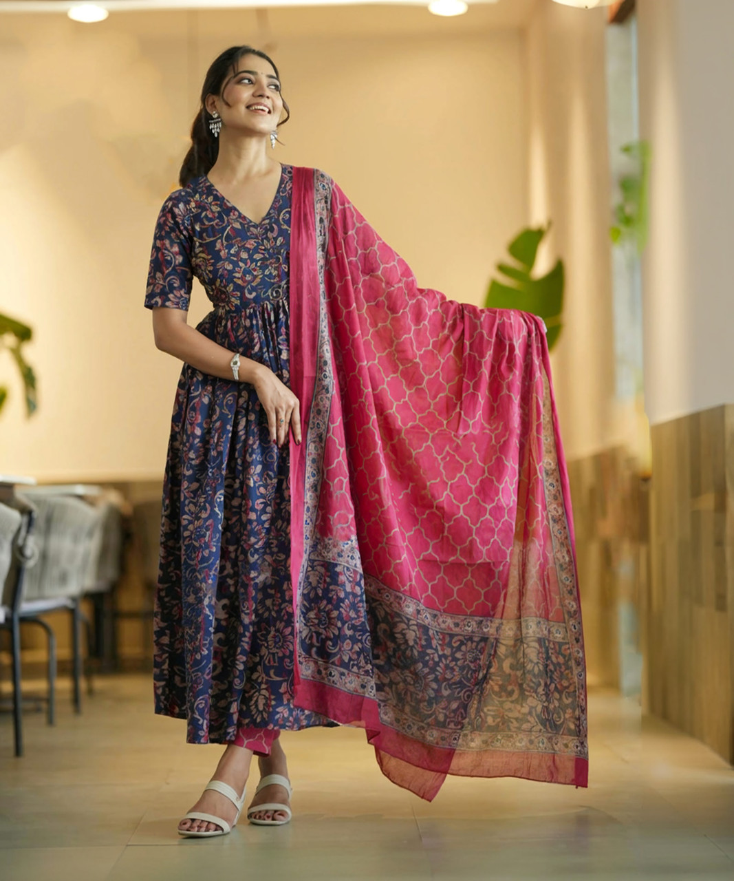 2035 Navyblue Rayon Readymade Dress - view 2