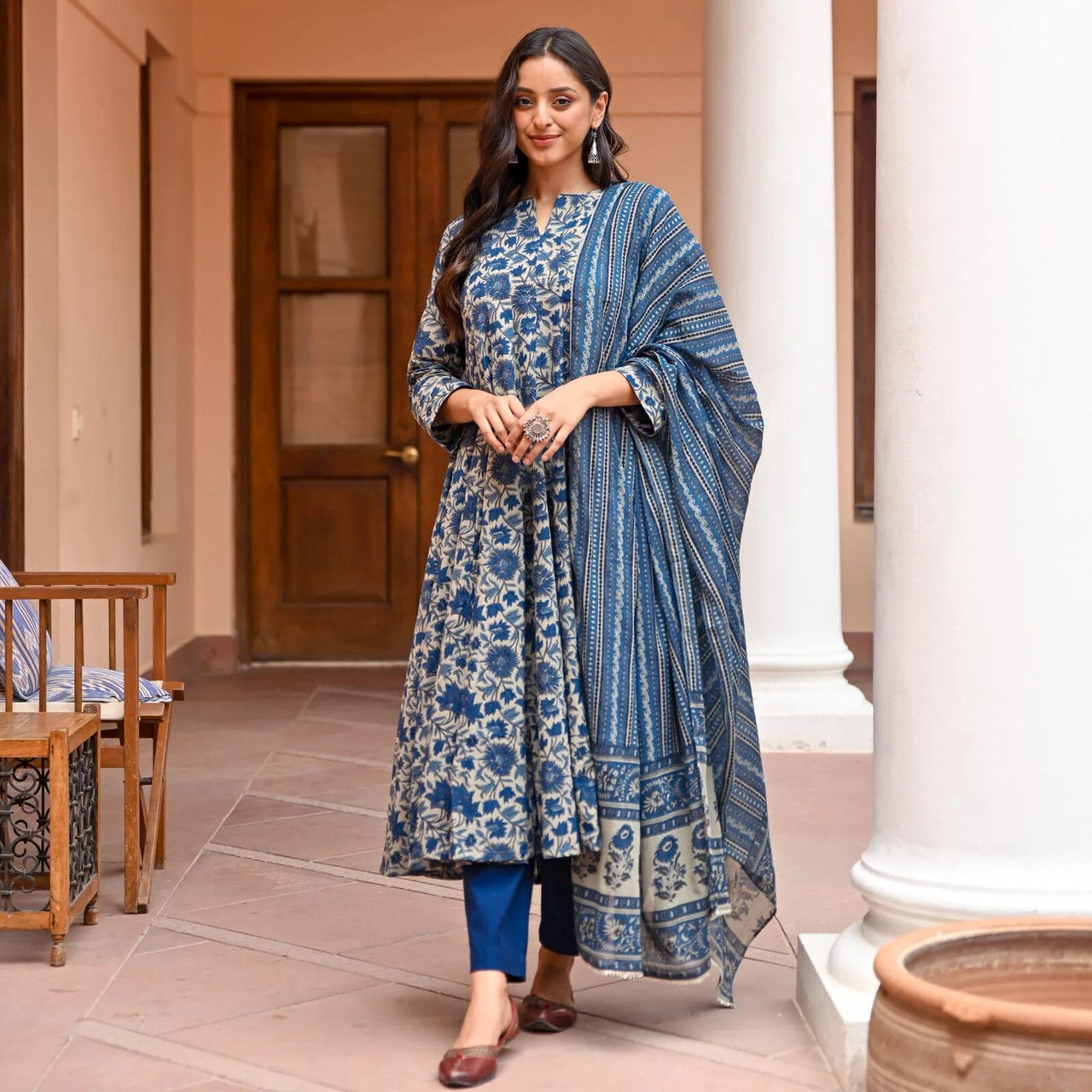 2040 Navyblue Rayon Readymade Dress