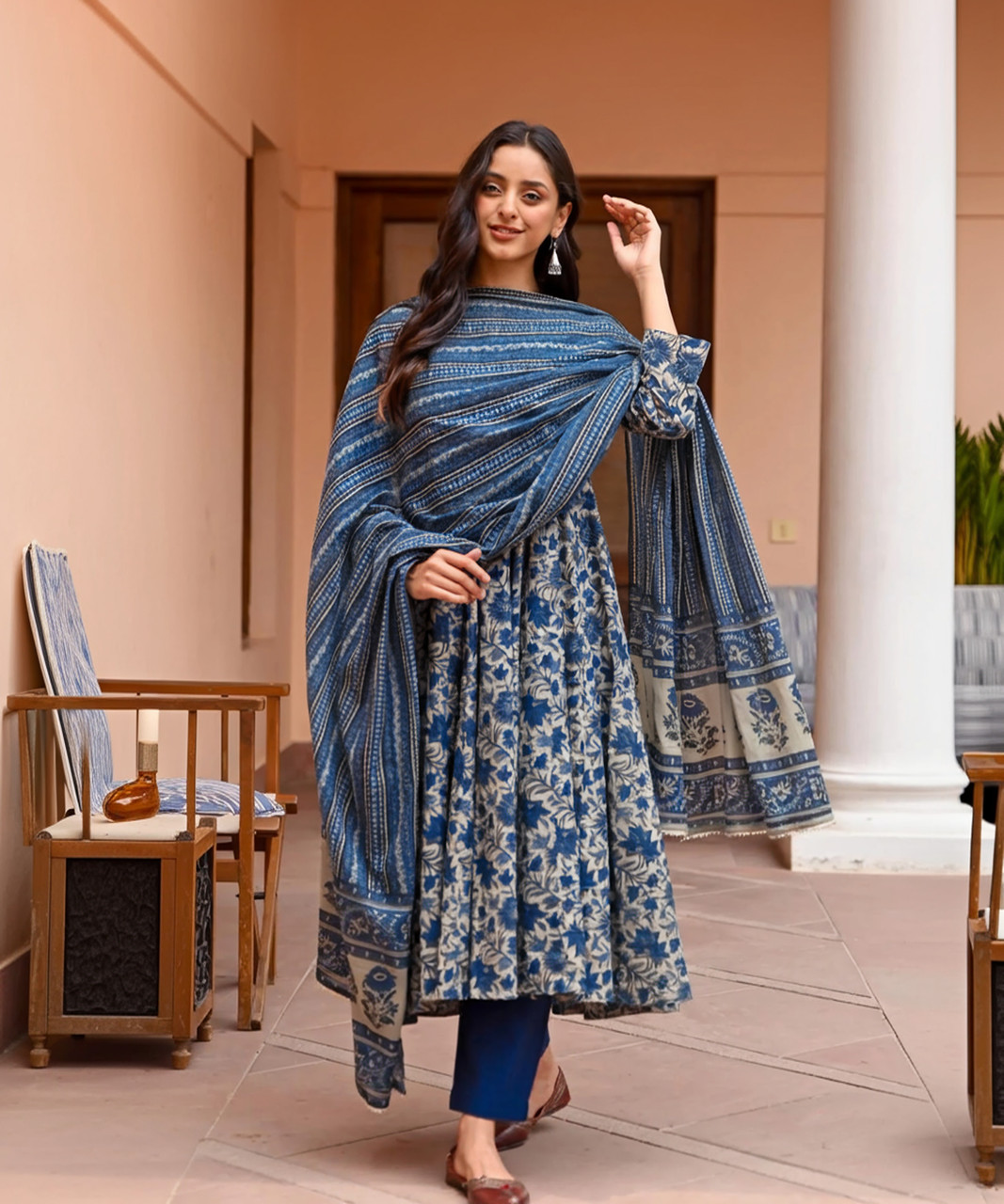2040 Navyblue Rayon Readymade Dress - view 2