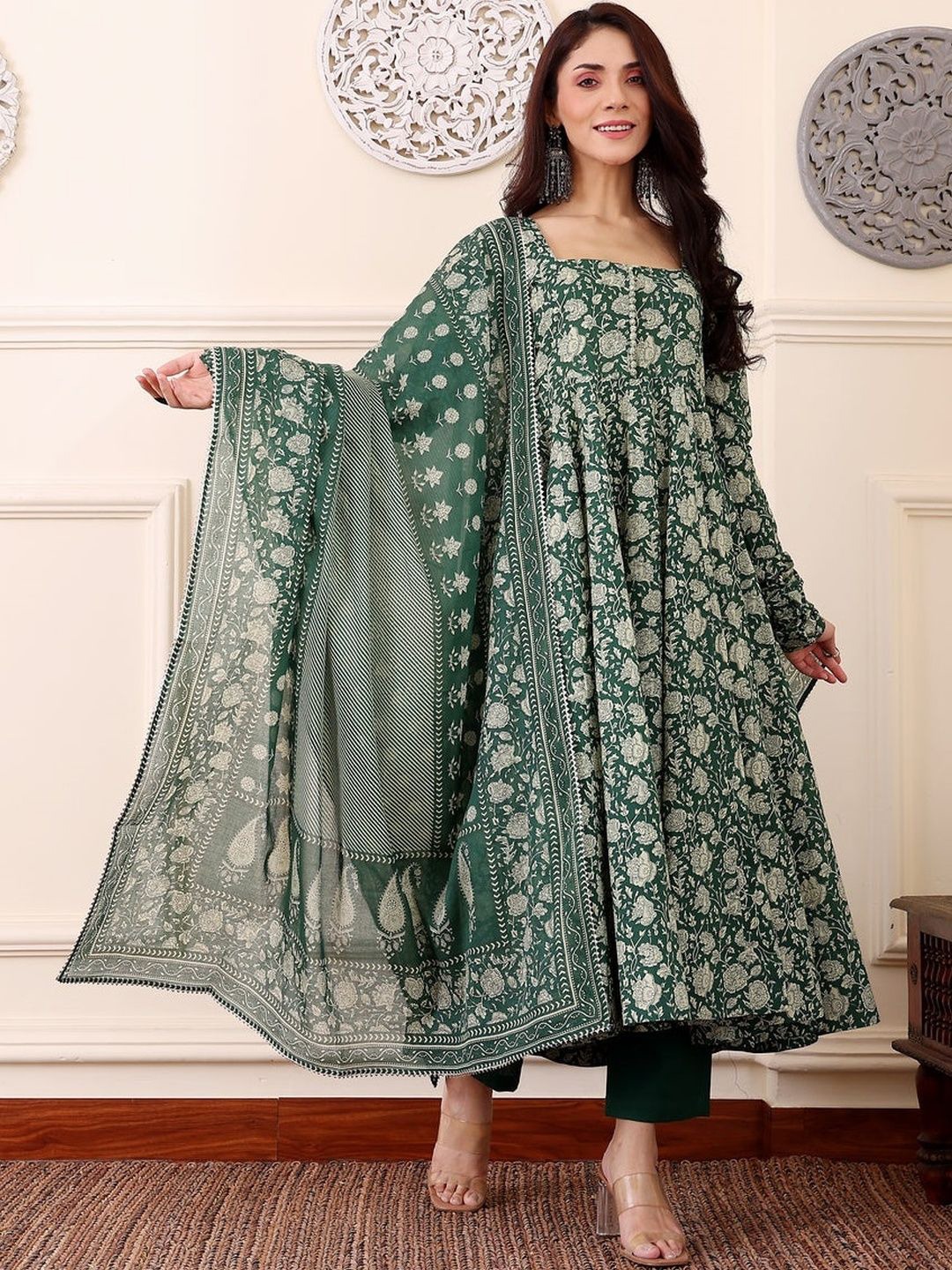 2061 Darkgreen Rayon Readymade Dress