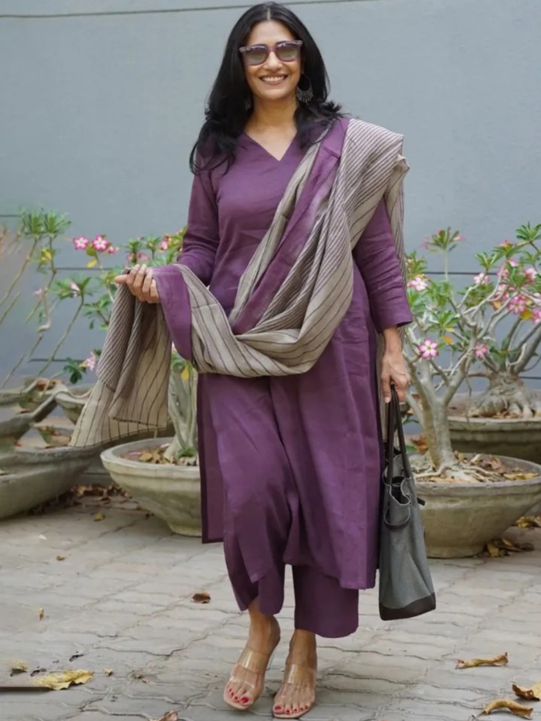 2067 Purple Rayon Readymade Dress - view 2