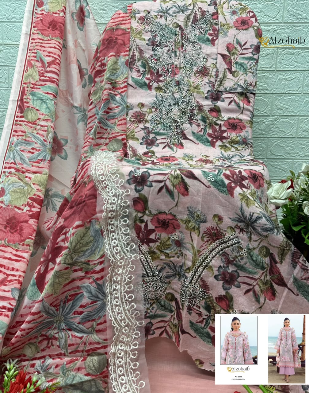 Alzohaib Az 1636 Pure Cotton Pakistani Suits - view 2