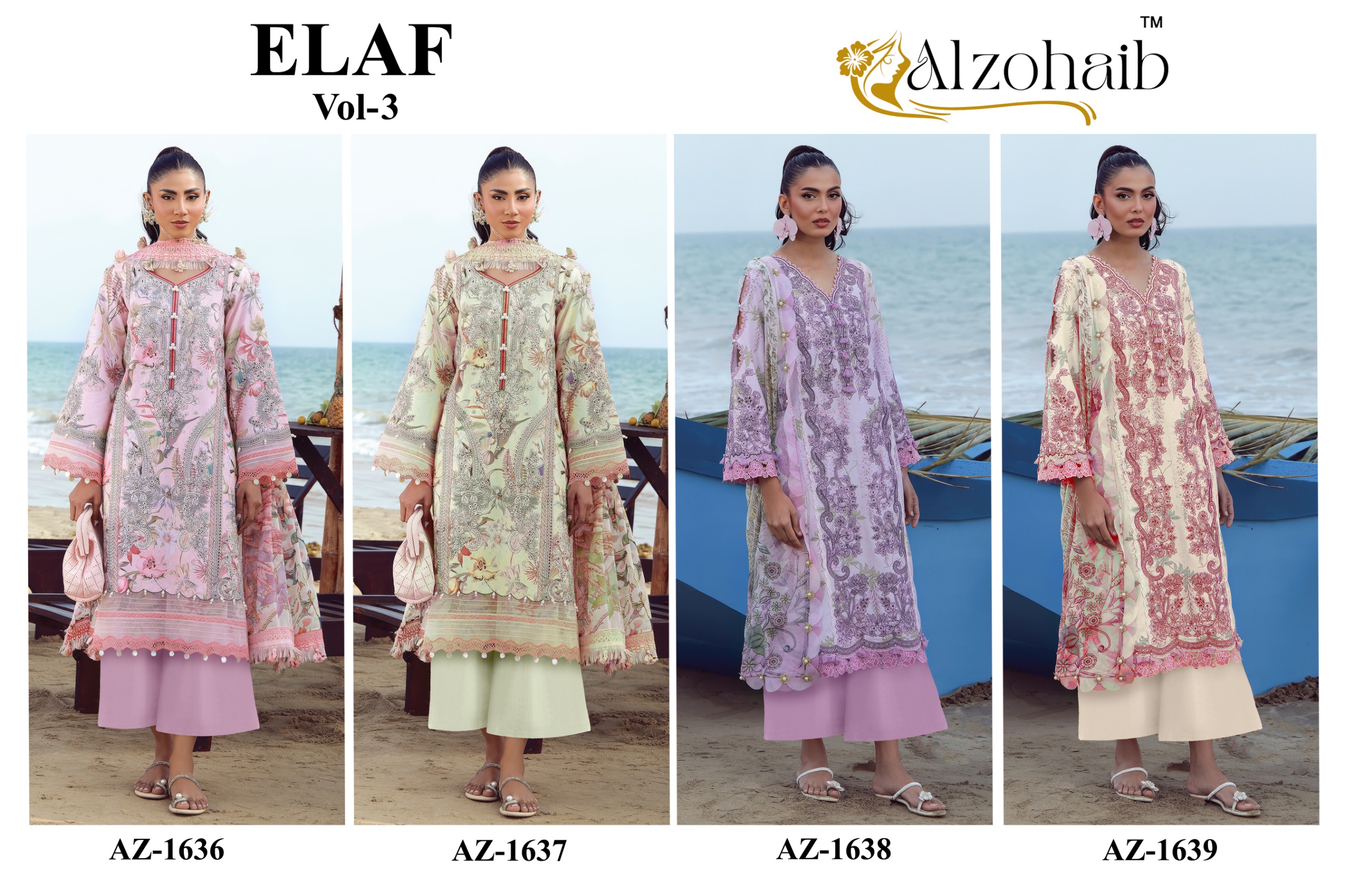 Alzohaib Az 1636 Pure Cotton Pakistani Suits - view 5