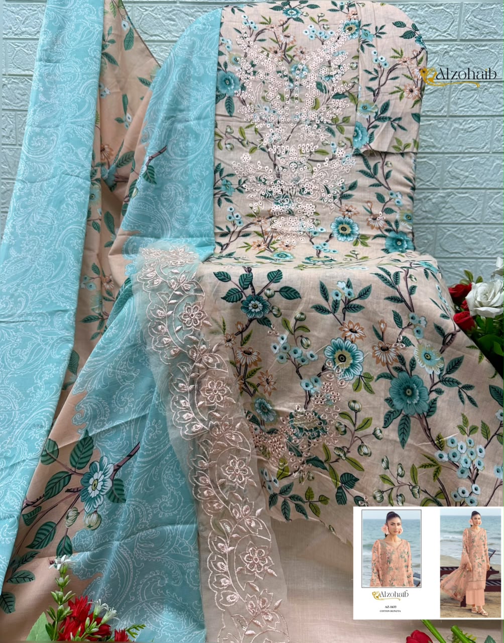 Alzohaib Elaf Vol 4 Pure Cotton Pakistani Suits - view 3