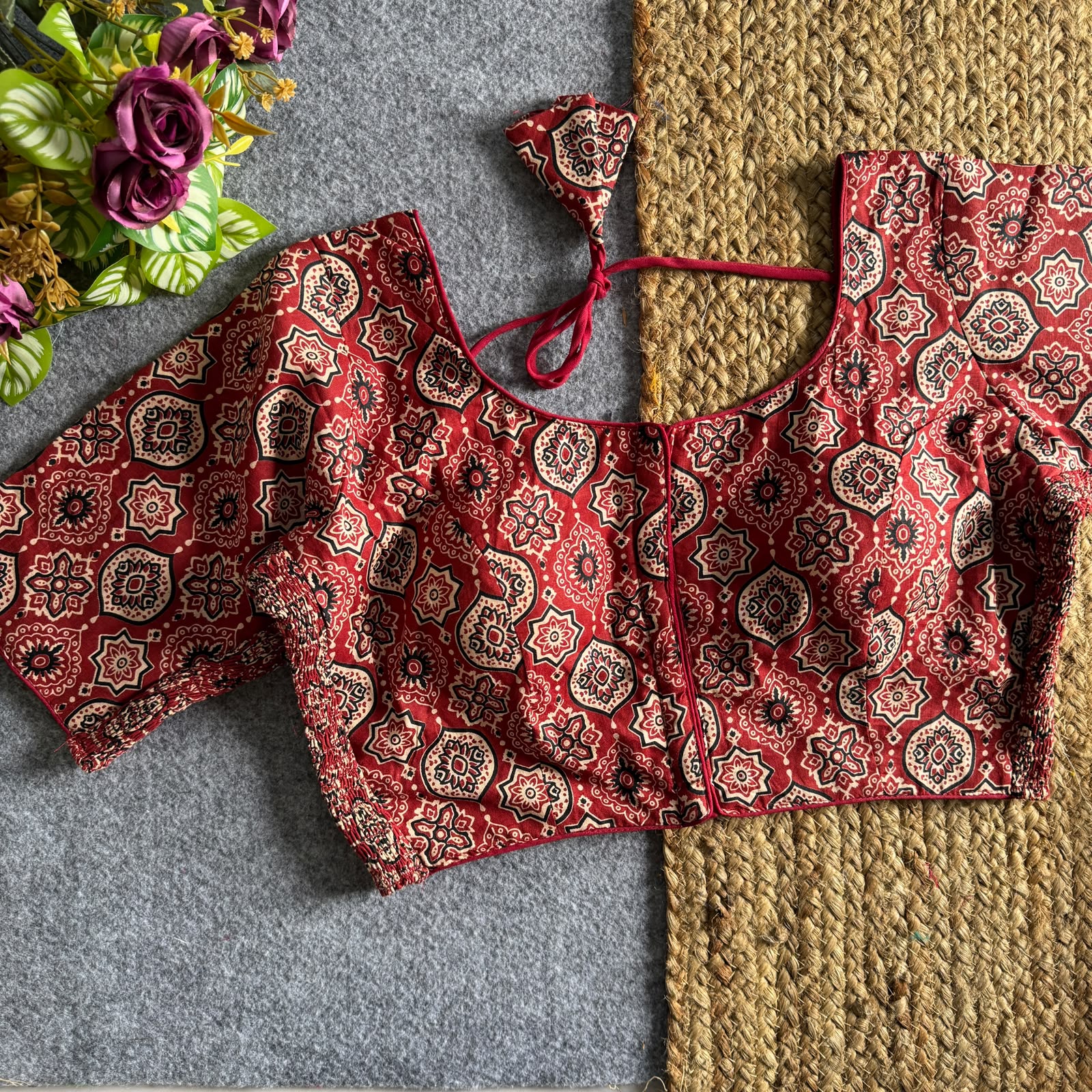 Ajrakprint Elastic Pure Ajrak Cotton Blouse