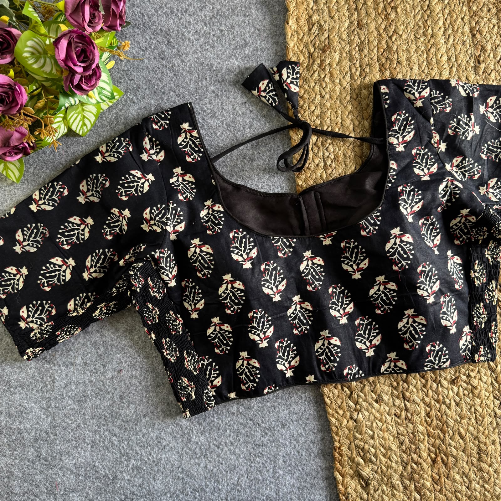 Ajrakprint Elastic Pure Ajrak Cotton Blouse - view 2