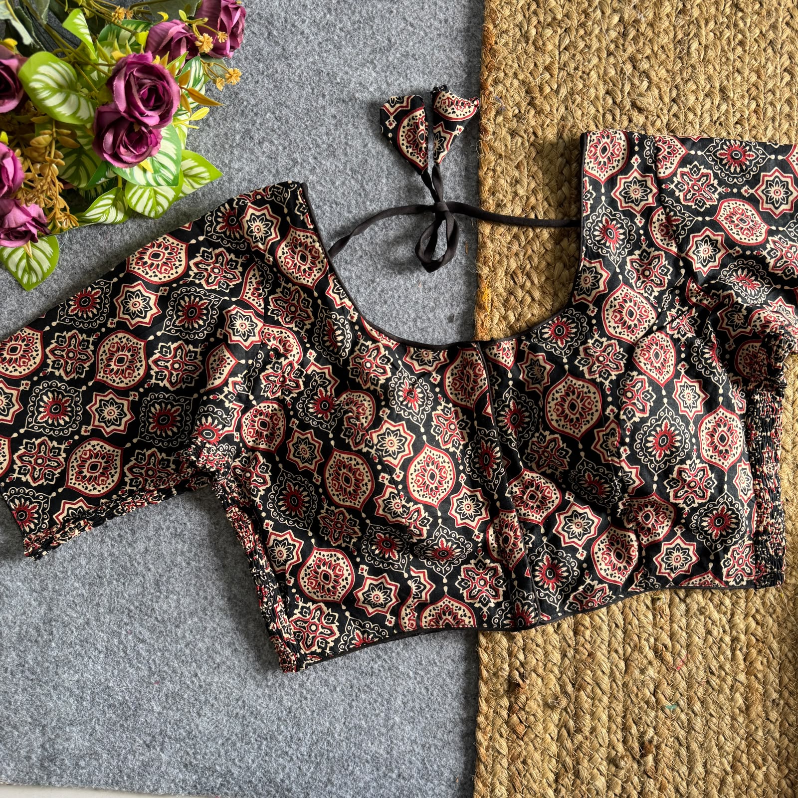 Ajrakprint Elastic Pure Ajrak Cotton Blouse - view 6