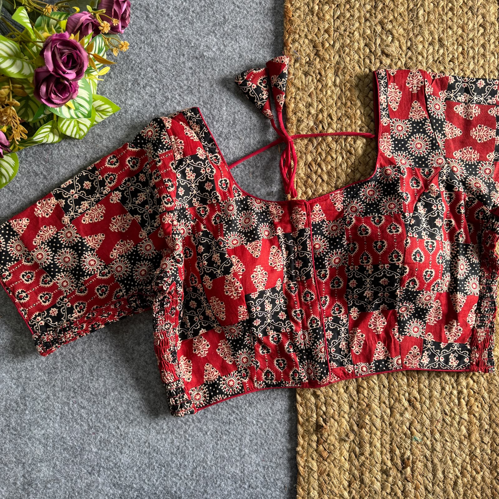 Ajrakprint Elastic Pure Ajrak Cotton Blouse - view 7