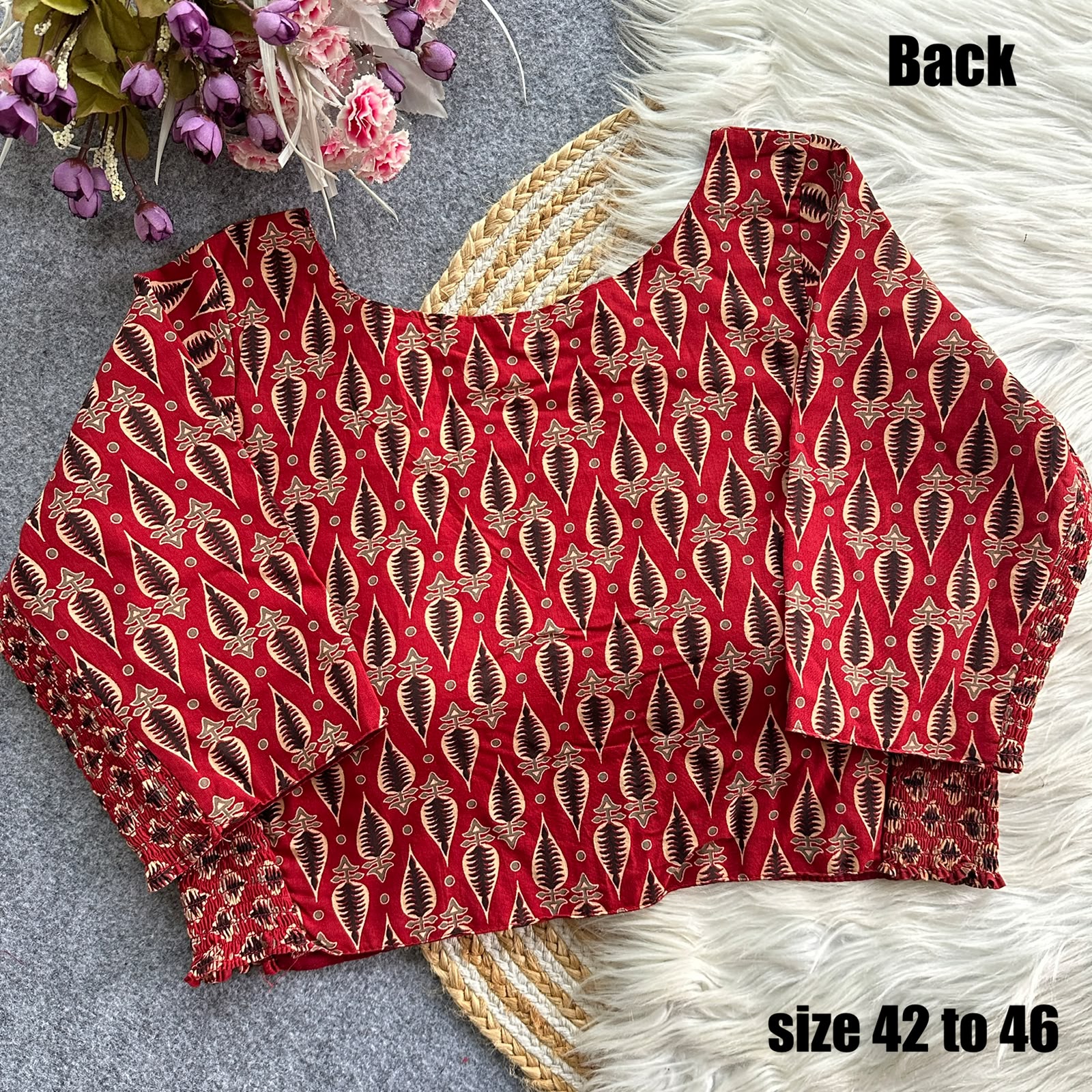 Ajrakprint Elastic Pure Ajrak Cotton Blouse Design 2850 - view 2