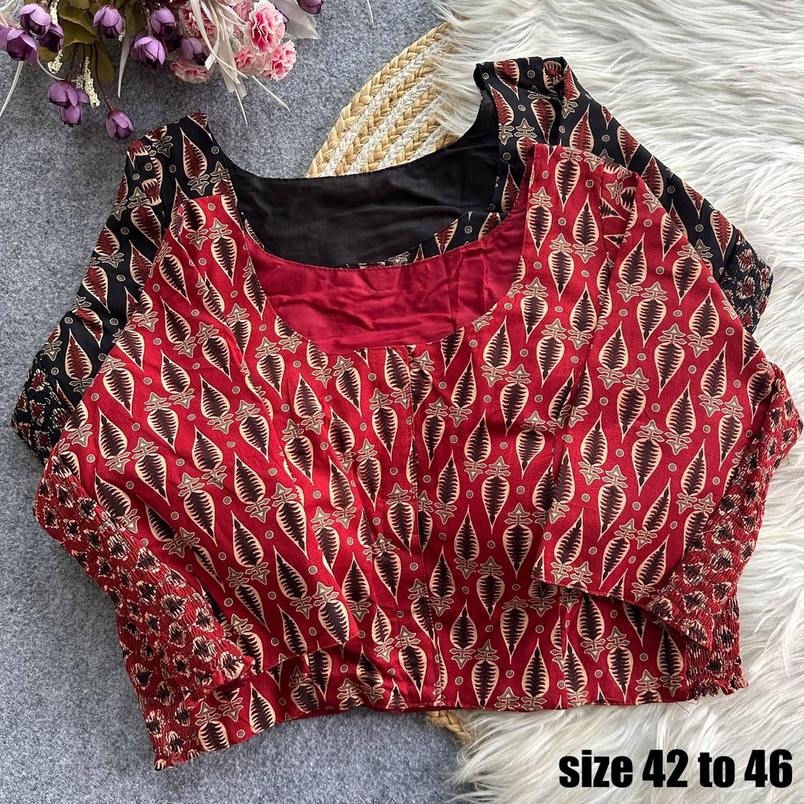 Ajrakprint Elastic Pure Ajrak Cotton Blouse Design 2850 - view 3
