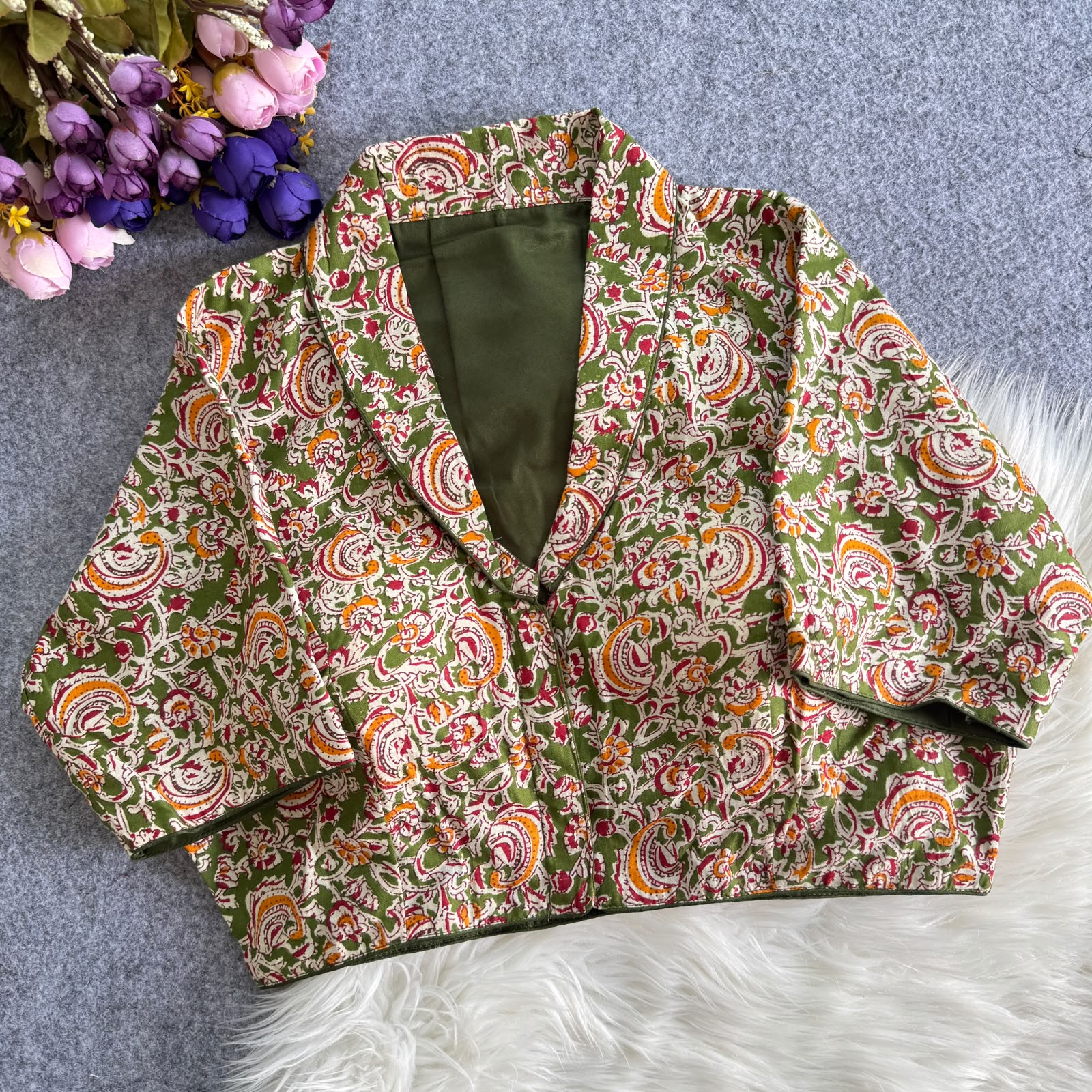 Collar Special Kalamkari Cotton Blouse - view 2