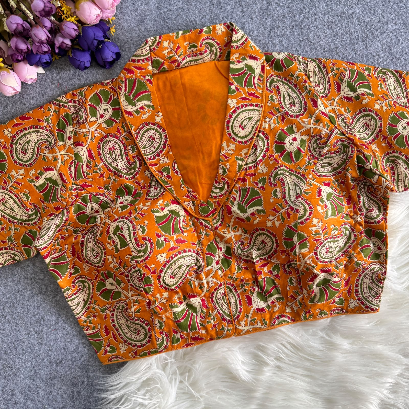 Collar Special Kalamkari Cotton Blouse - view 5