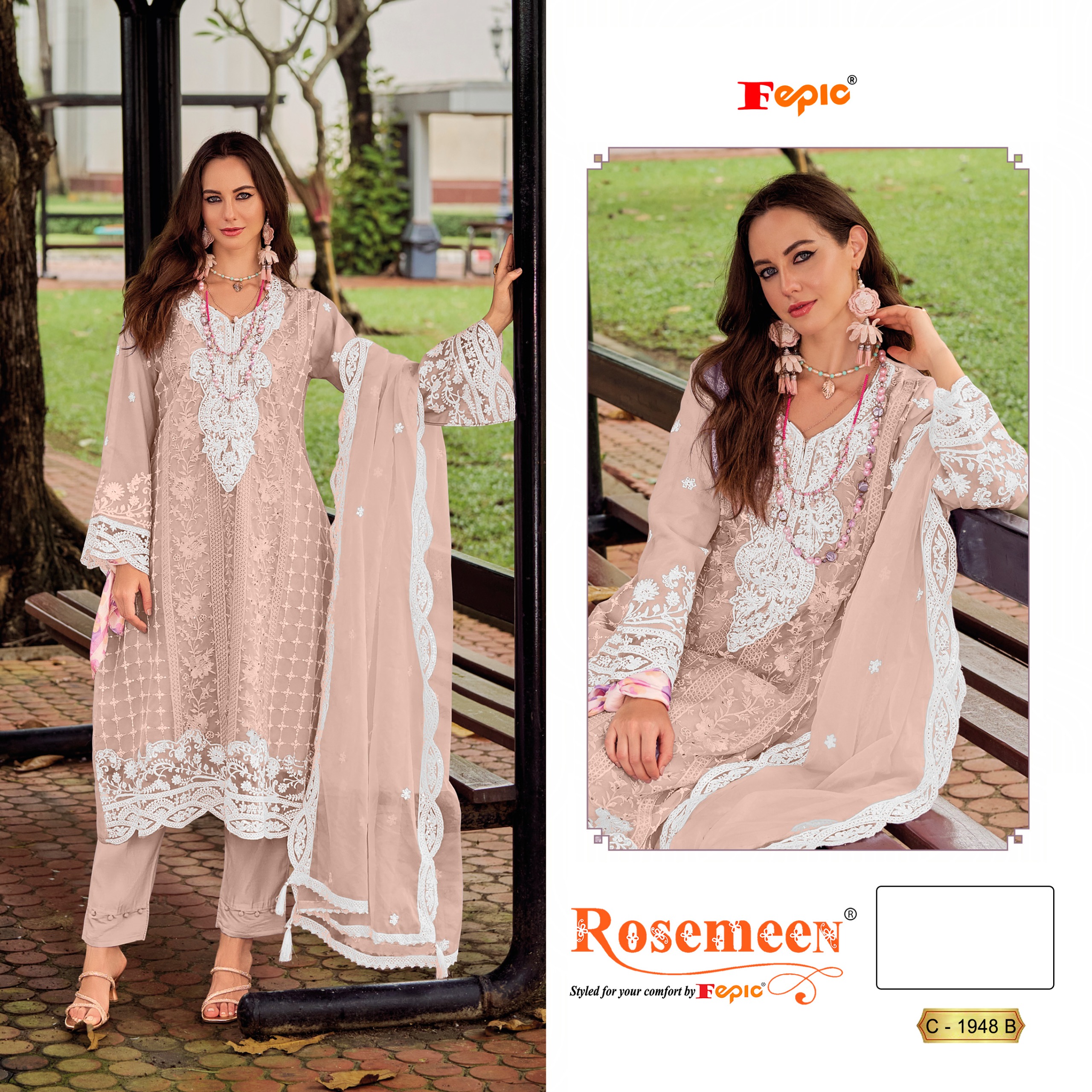 Fepic Rosemeen C 1948 B Organza Pakistani Suits