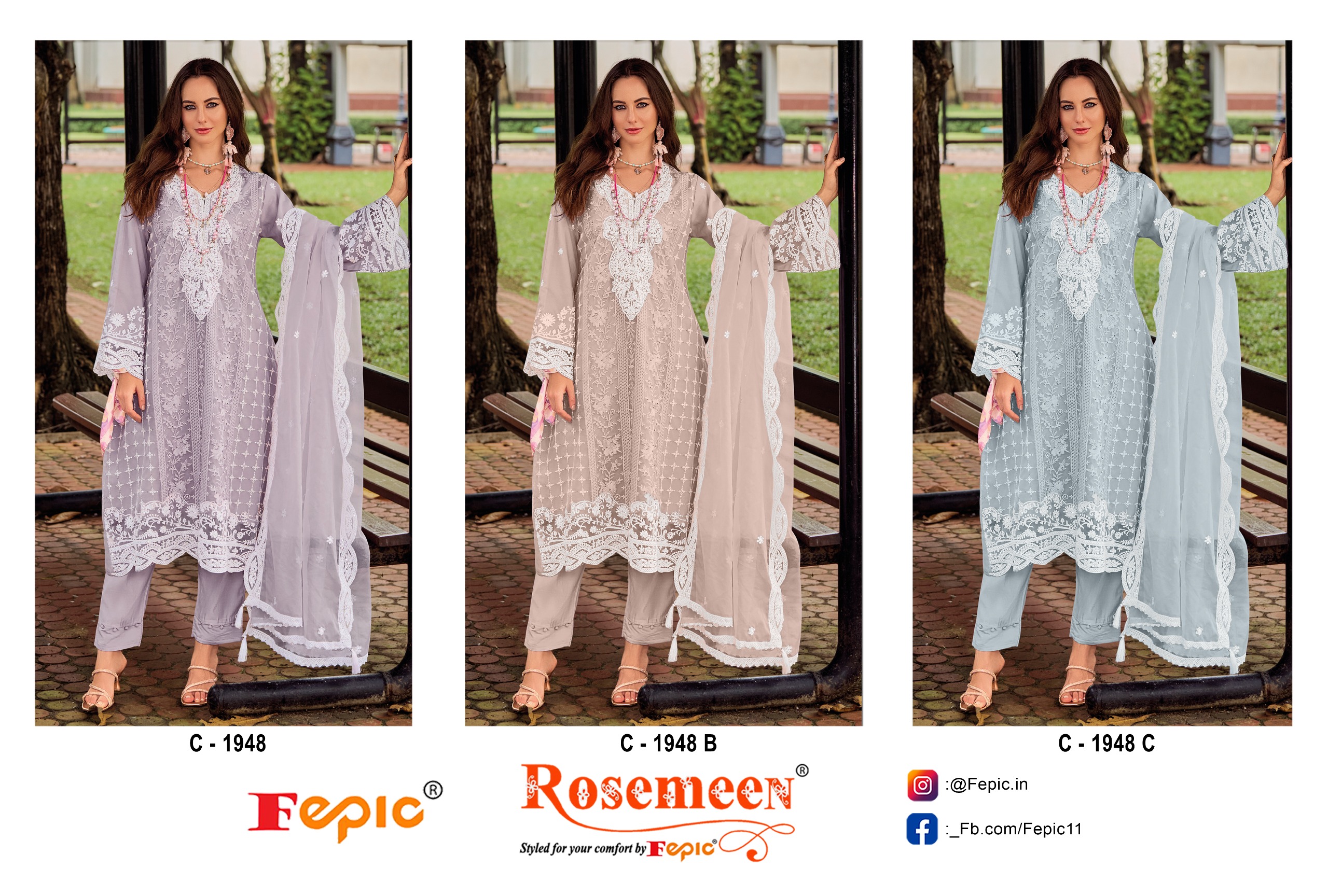 Fepic Rosemeen C 1948 B Organza Pakistani Suits - view 4