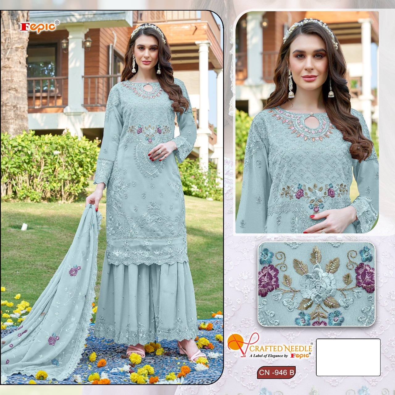 Fepic Cn 946 Organza Pakistani Suits - view 2